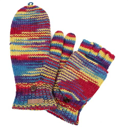 Klappfingerlinge Modell Vanessa - Klapphandschuhe - mit Fleece gefüttert (Standard, Regenbogen R, Einheitsgröße)