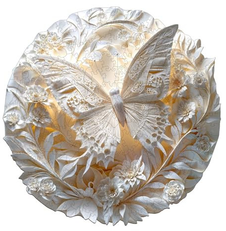 Holzpuzzle Erwachsene 3D Schmetterling - 200 Teile Rundpuzzle Geschenkbox, Wanddekoration und Geschenk für Freunde und Familien (14 Jahren+)