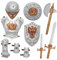 JEWEDECO 1 Set Kinder Ritterkostüm Für Halloween Und Karneval Cosplay Verkleidung Für Jungen Mit Wappen Umhang Und Zubehör Ideal Für Fasching Geburtstagsfeiern Und Aufführungen