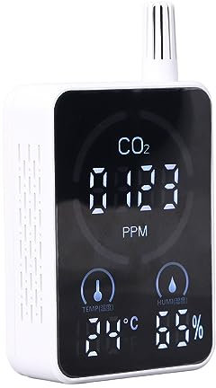Kohlendioxid-Detektor, Tragbares Digitales CO2-Messgerät, Temperatur- und Luftfeuchtigkeitstester für Home-Office-Labore, weiß