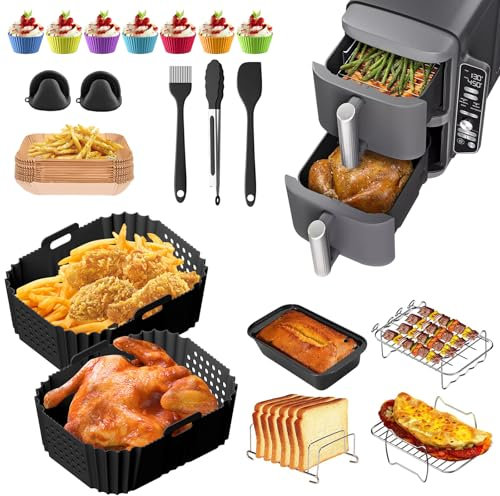 Heißluftfritteuse Zubehör für Ninja Doppelkorb XL 9,5L Heißluftfritteuse SL400EU, SL400EUCP und AF400EU Airfryer Sets