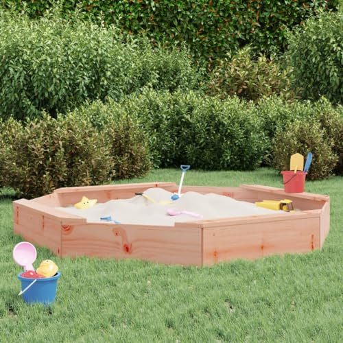 Fasba Sandkasten Sandbox Sandkiste Spielhaus Holzsandkasten Garten Kinder Holz Spielzeug mit Sitzen Achteck Massivholz Douglasie 159,5 x 159,5 x 20 cm