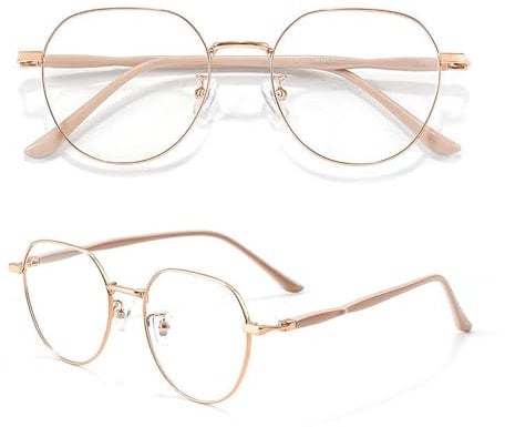 Brille Damen Klassische Metallgestell Brillenfassung Vintage Brille Lesebrille(Rose Gold,1.5 x)