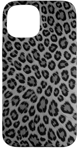 Schwarz Grau Gepardenmuster Leopardenmuster Luxus Leopard Hülle für iPhone 15
