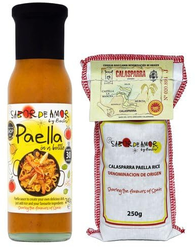 Sabor de Amor - Meal Kit - 1 Natural Paella stock & 1 Calasparra Paella Rice