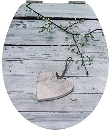 Fanmitrk Abattant WC en Bois - Lunette Toilette en MDF avec Frein de Chute, Durable dans Divers Motifs (ramille)