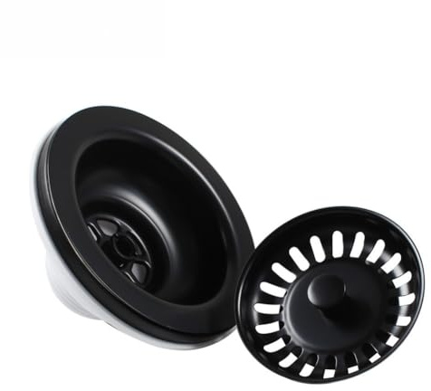 FACAIIO 114mm Kitchen Sink Basket Strainer Waste with PVD Black Finish, SUS304 Stainless Steel and PP Shell for 83-90mm Hole