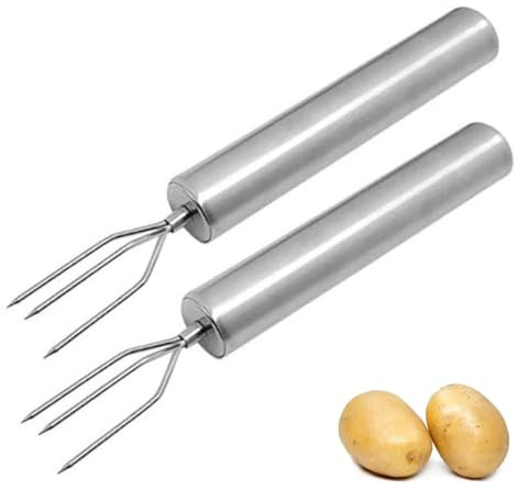Jacket Potato Set Stainless Steel Forks for Jacket Potatoes Premium Set with Safety Caps Robust Elegant Ideal for Vegetables Grilled Food Ergonomic Handle Trident Skewer