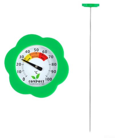 304 Edelstahl-Bodentemperatur-Messgerät zur Verfolgung thermischer Aktivität in Gartenerde und ausgereiften Kompostmaterialien (grün)