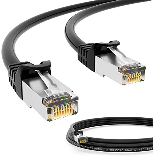 HB-DIGITAL 2m CAT 7 LAN Kabel RJ45 Patchkabel mit CAT 7 Rohkabel S/FTP - GHMT zertifiziert - 10 Gbps Ethernet Netzwerkkabel Kupfer Profi PiMF für Patchpanel Switch PC Router - Schwarz