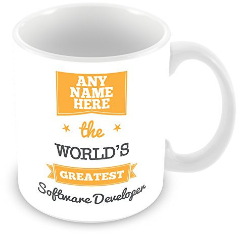 MUGGZ The World's Greatest Software Developer Personalised Mug - Personalised Gift - Customise Cup with Name - Orange