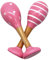 PREMYO Baby Rattle Maracas - Wooden Musical Instruments for Toddlers - Newborn Sensory Toys - Stripes Pink White