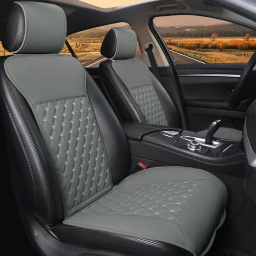 Black Panther 1 Paar Luxus Sitzauflagen Auto mit Rückenlehne Autozubehör Geeignet für Vier Jahreszeiten, Keine Sitzheizung (Grau)