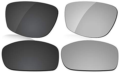 LenzReborn Verres polarisés de rechange pour lunettes de soleil Oakley Fives Squared - Plus d'options, noir foncé + gris argenté, Taille unique