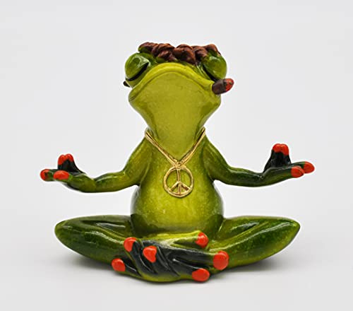Bollweg Frosch Yoga Hippie hellgrün 9-11 cm Dekofigur Froschfigur Zierfigur (Meditation)