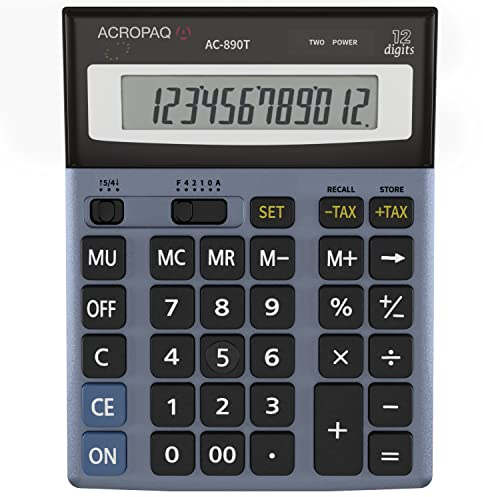 Taschenrechner mit großen Tasten, Großes Display, Batterie und Solar - Tischrechner - ACROPAQ