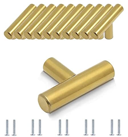 Hzyclzh 10 Stück Griffe für Küchenschränke, Schubladengriffe, Möbelgriffe Gold, Gold Schrankgriffe, Lochabstand Küchengriffe, Geeignet für Schubladen, Schuhschränke, Schränke, Badezimmertüren