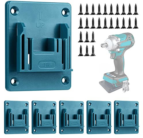Porte Outils Mural Compatible avec Makita, 6 Pièces Support Batterie pour 18 V avec Vis et Tournevis, Support de Machine pour Outils de perçage, Support Mural Machine Rangement Supports à Outils
