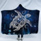 IUBBKI 3D Hoody Decke für Erwachsene 127 x 152,4 cm Blau Schildkröte Fleece Überwurf Decke Couch Sofa Abdeckung Decke Kapuze TV Decke Spiel Decke Fleece Kapuze Tragbar Kinder Nickerchen Decke