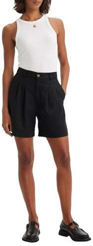 Levis Pleated Trouser Short Blacks, Pantalone Corto con Pieghe Neri da Donna, Caviar,