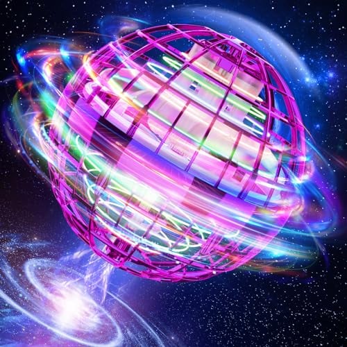 TOMZON Hoverball Fliegender Ball, Magic Spinner Flugball mit LED Lichter, Mini Drohne, Flying Ball, Fliegendes Spielzeug, Boomerang Schwebender Ball, Geschenk für Kinder Jungen Mädchen, Lila
