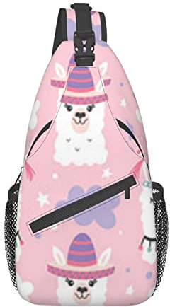 RFSHOP Cartoon Lama Alpaka Sling Bag Travel Crossbody Rucksack Chest Pack für Männer Frauen, verstellbare linke und rechte Schultern Wandern Casu, Bild
