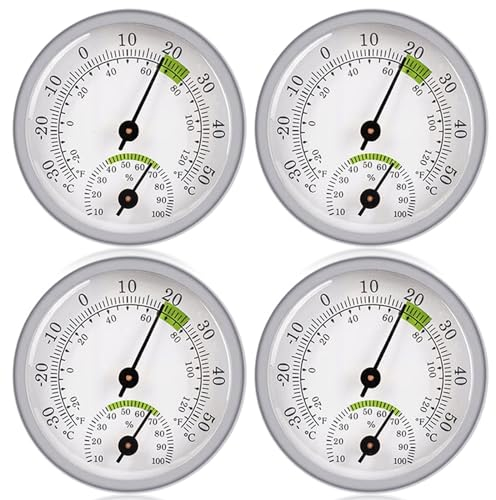 Vegena 4pcs Termometro Igrometro, Termometro E Igrometro, Termoigrometro Analogico Termo-Igrometro Termometro Per Esterno Stazione Meteo Analogica Per Interni Ed Esterni(58mm)