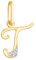 Rodium - Goldene Anhänger, Buchstabe T mit Zirkonen, 14 Karat Gold/ 585er Feingehalt, Charms für Halskette oder Ketten Armband, Idealer Goldener Schmuck für Damen, Kettenanhänger für Goldschmuck