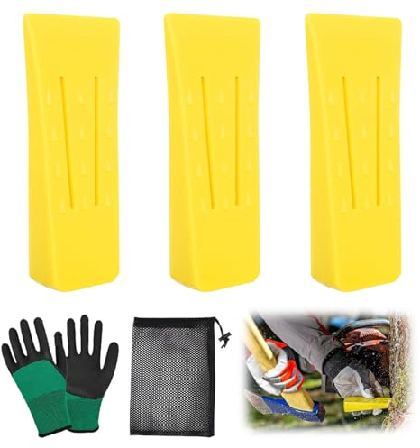 FANCYWUXI Fällkeil Kunststoff, 5 Stück Fällkeil Set mit Handschuhen und Aufbewahrungstasche, 6 Zoll Fällkeil Kunststoff für Kontrollierten Fällen von Bäumen