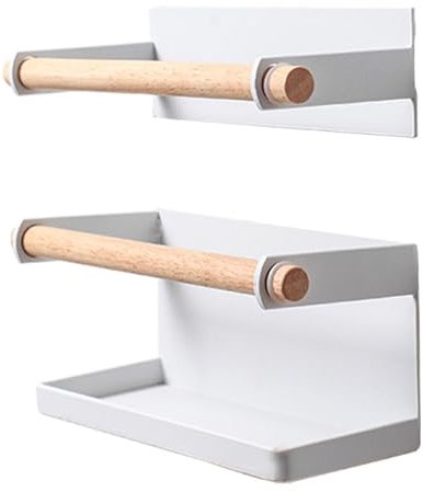 HUHJYUGE Porte Parapluie Bois et Metal, Porte Parapluie Mural Design, Porte-Parapluie Compact, sans Perçage, à Hauteur Réglable, pour Couloir, Maison, Bureau, Entrée (White)