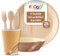 FOOGO Green 150pcs Disposable Palm Leaf Plates and Bowls, Paper Cups and Wooden Cutlery Set, FSC® Certified, 25x Large Round Plates, 25x Bowls, 25x Cups, 25xForks, 25xKnives, 25x Spoons, Eco Friendly