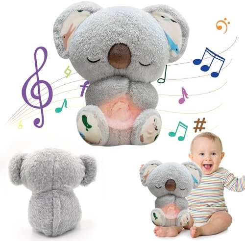 Loutre Qui Respire, Lou-tre Veilleuse Bébé Doudou Loutre BéBé, Lo-utre Câlins Bonne Nuit Peluche, Peluche Veilleuse Bébé Musicale et Lumineuse, Jouet Respiratoire Koala Bear pour Nouveau-né