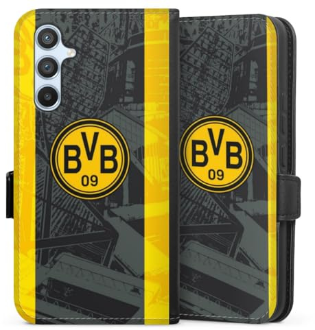 Klapphülle kompatibel mit Samsung Galaxy A 54 5G Handyhülle aus Kunst Leder schwarz Flip Case Borussia Dortmund BVB Stadion