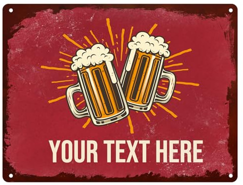 Personalisiertes Blechschild aus Metall mit Text, personalisiertes Vintage-Schild mit Namen, für Bar, Männerhöhle, Restaurant, Pub, Geschäft, Schaufenster, drinnen und draußen