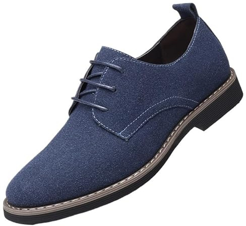 Vintage-Style Semi-Brogue Oxfords for Charity Balls, Tea-Core Leather that Develops Unique Patina with Wear(Blue,10.5)