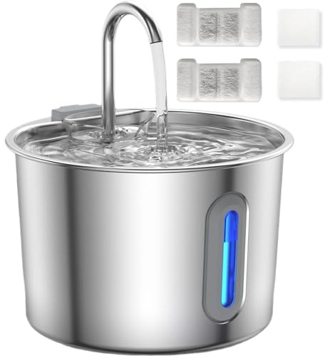 Cat Water Fountain for Drinking,Advanced 304 Stainless Steel 2.2L/74oz with Detachable Tank, Easy to Clean, Automatic Pet Fountain Cats Water Dispenser, Auto Kitty Watering Supplies, Dogs
