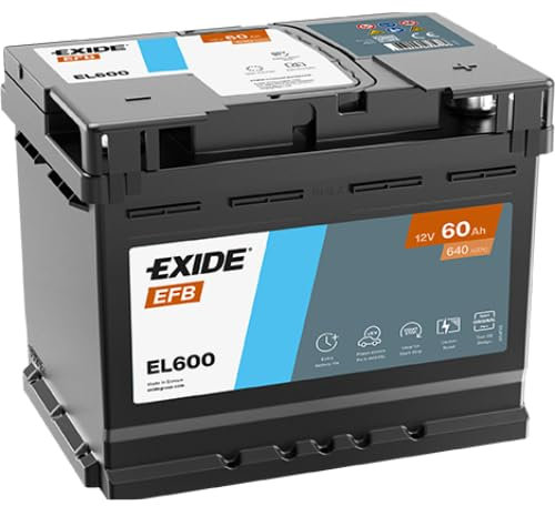 Exide EL600 EFB 12V 60Ah 640A – Batteria Auto per Start-Stop | Tecnologia EFB | CCA 640A | L2