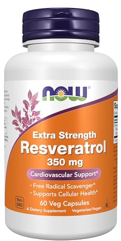 NOW Foods Supplements, Extra Strength Resveratrol 350mg, Natural Trans Resveratrol from 700 mg Japanese Knotweed Extract, 60 Veg Capsule