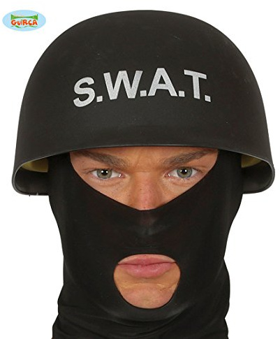 NET TOYS S.W.A.T. Helm Polizeihelm schwarz SWAT Schutzhelm Sondereinheit Einsatzhelm