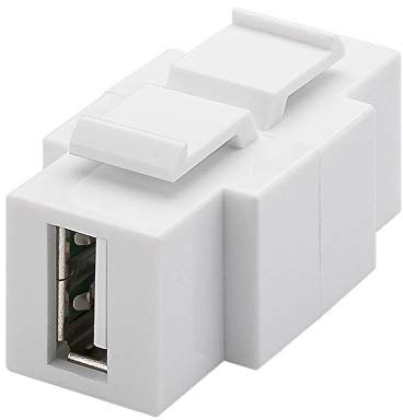 goobay 79930 Keystone Modul USB Kupplung mit USB-A Buchse auf USB-B Buchse für USB Verbindungskabel/beidseitig einbaubar/Snap-In 16,9 mm/Weiß