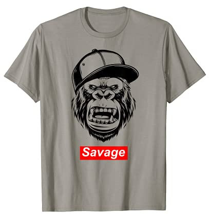 Savage Ape - New Cool Gorilla in a Baseball Cap T-shirt