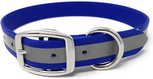 Heavy Duty Reflective Dog Collar – Adjustable and with Durable Metal Buckle and Rings Anti-Odor, chew Resistant, Waterproof Dog Collar for Small Medium and Large Dogs (Small, Blue)