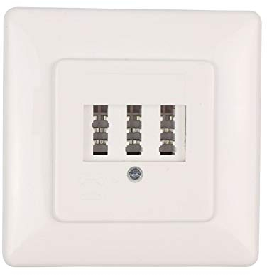 S/CONN maximum connectivity Telefondose TAE NF/F - 3x6 - Anschlussdose - 2X Telefon + 1x Nebenstelle Fax AB Modem NTBA DSL-Splitter - weiß - Unterputz UP - mit Abdeckung