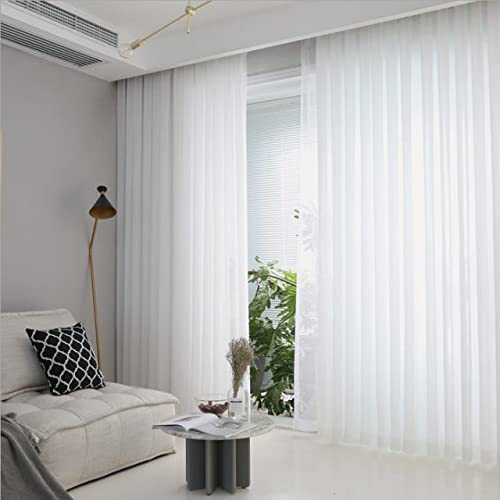 E-ROCK Maßgeschneiderte weiße Voile Store Gardine, Massanfertigung, inklusive Blei und Kräuselband (Universalband), Vorhang nach Maß, Höhe 90 – 295 cm (245 cm Höhe x 300 cm Breite)