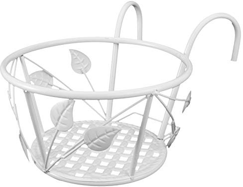 Cabilock 1 Pc Pot De Fleur Suspendu en Fer Forgé Support De Montage De Jardinière Plantes Cintres Jardinière Suspendue en Métal Support à Bonsaï Rond Balcon Blanche Le Fer Intérieur Stand
