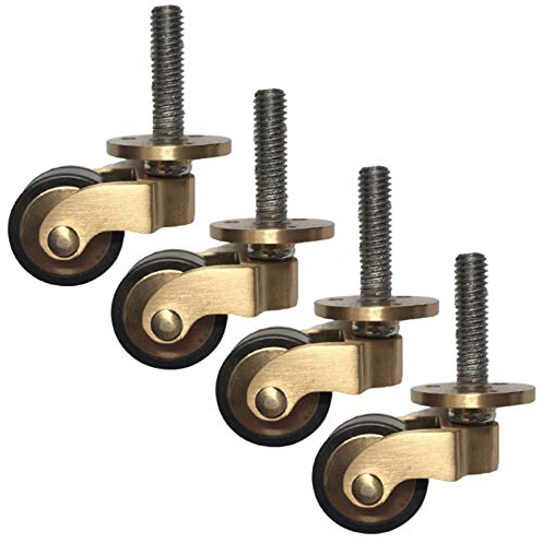 ZHUOZ1T Rotierende Möbelrollen aus Massivem Messing,25mm Klavierrollen,Schwenkrollen,Antik Vintage Kaffetischrollen,Poliertes Messing,Laden Sie 100 kg,4 Stück,Mit 7,4 x 28 mm Gewindestange