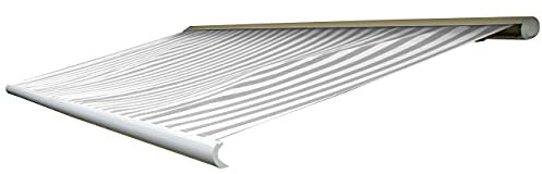 Mendler Ersatz-Bezug für Markise T123, Vollkassette Ersatzbezug Sonnenschutz 4,5x3m - Acryl grau-weiß