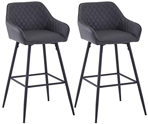 JaHECOME Barhocker Tresenhocker Bistrohocker 2er Set PU-Bezug Barstühle mit Armlehne, modischer Hocker mit schwarzen Metallbeine für Küche, Bistro und Counter (PU, 2)