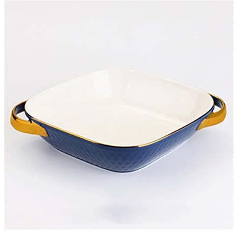 Bandeja Horno Hornear plato europa estilo hornear pan de hornear oro bandeja de hornear alta temperatura resistencia carne fruta ensalada placa de ensalada cocina bableware Fuente para Lasaña