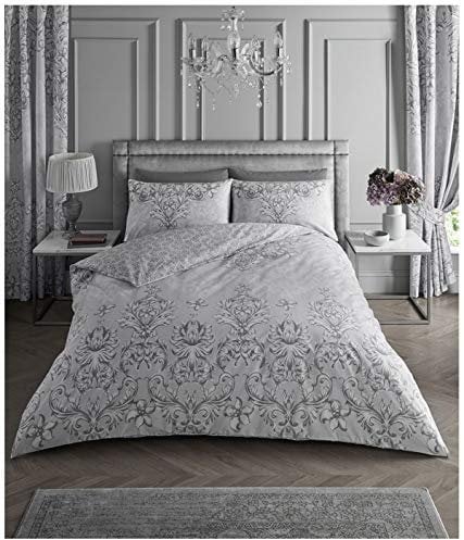 GC GAVENO CAVAILIA Printed Duvet Cover Sets, Reversible Bedding Bed Set, Polycotton Quilt Covers, Antoinette-Grey, Double